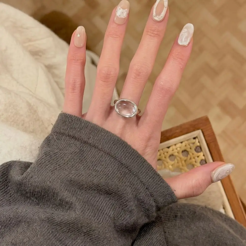 Korean Transparent Finger Rings Adjustable Elegant Transparent Crystal Rings Cool Style Fashion Transparent Stone Ring