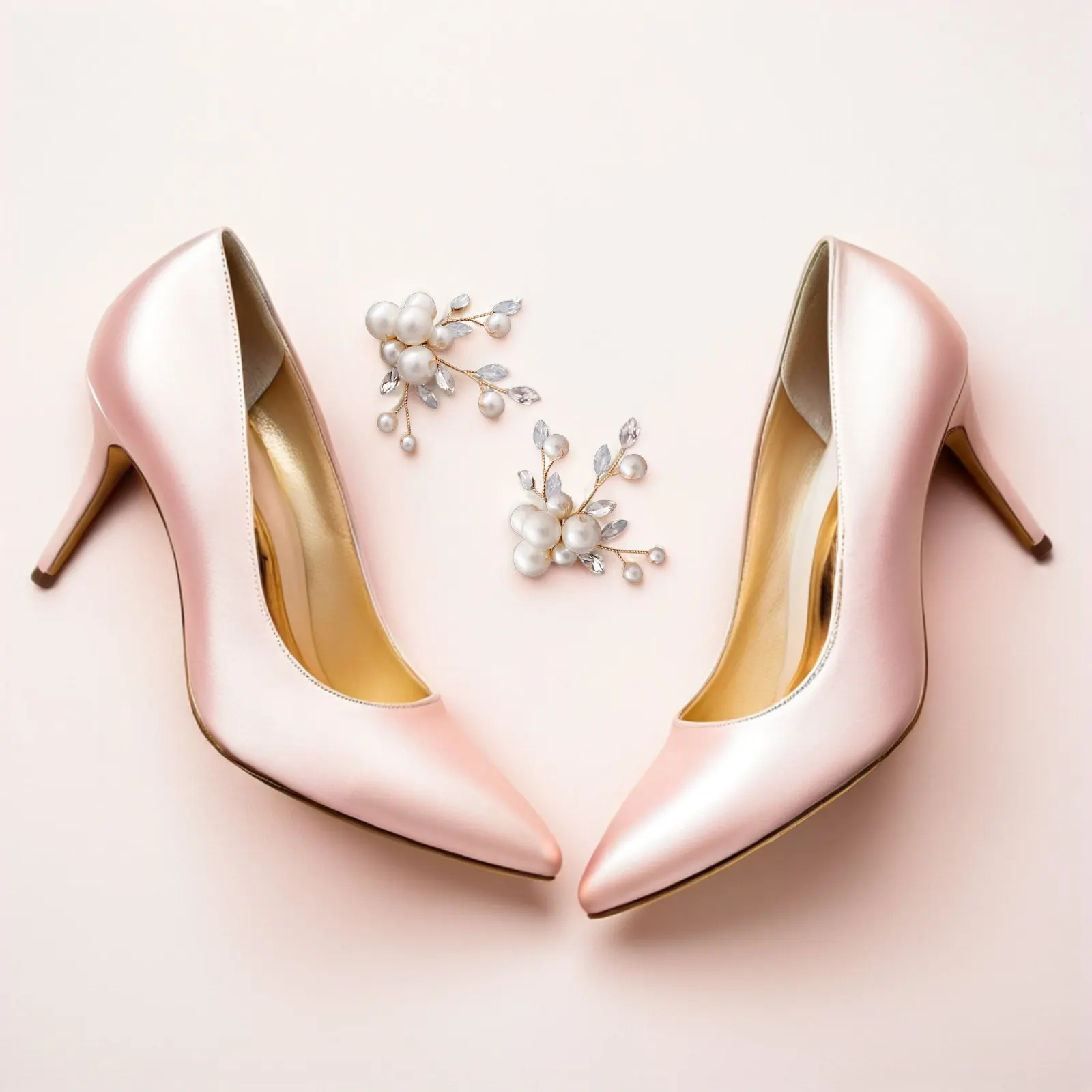 4Pcs Detachable Pearl Flower Shoe Clips Rhinestone Bridal Wedding High Heels Decoration Elegant Clip-on Shoe Charms