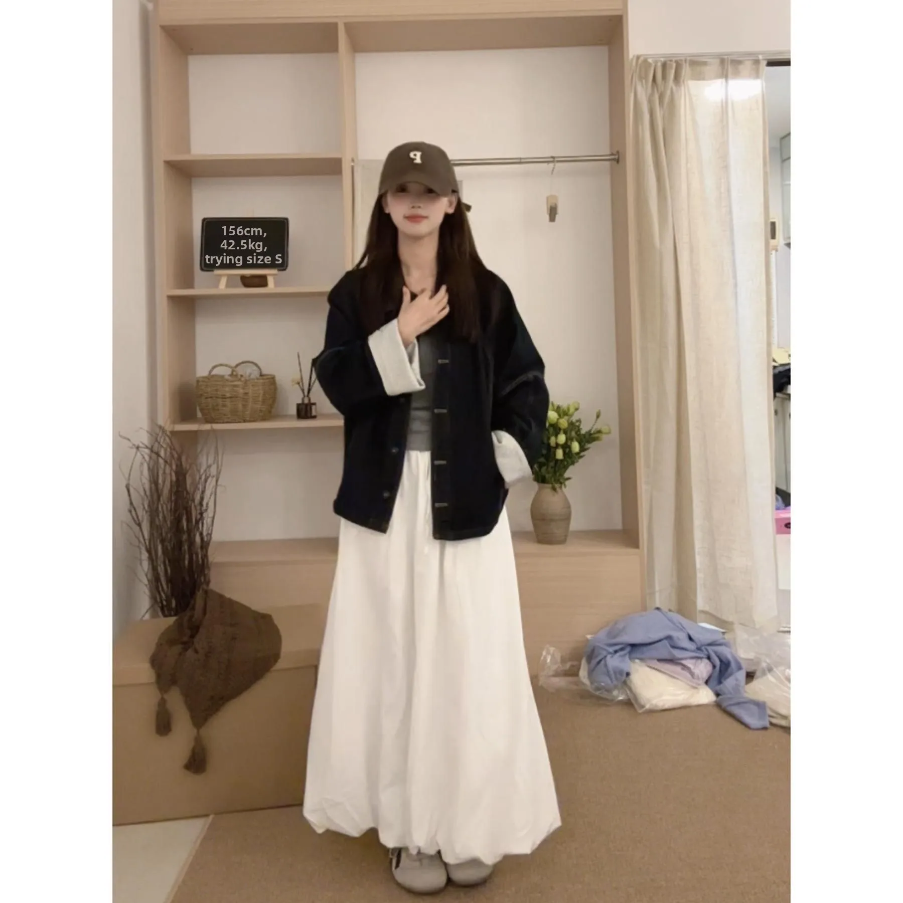 

Белая пышная драпированная юбка-полусолнце с цветочным принтом для женщин, весна-лето 2026, новая коллекция, А-силуэт, утягивающая, однотонная