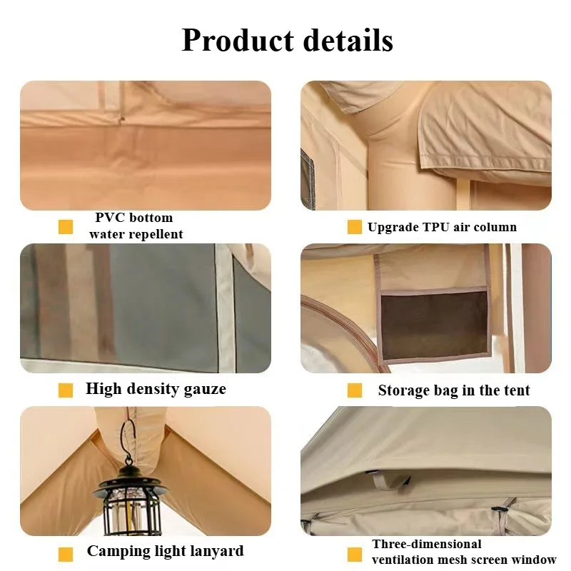 خيمة قابلة للنفخ للتخييم مع مضخة يدوية، خيمة تخزين خيمة هوائية للفصول الأربعة، سهلة الإعداد مقاومة للماء في الهواء الطلق أكسفورد