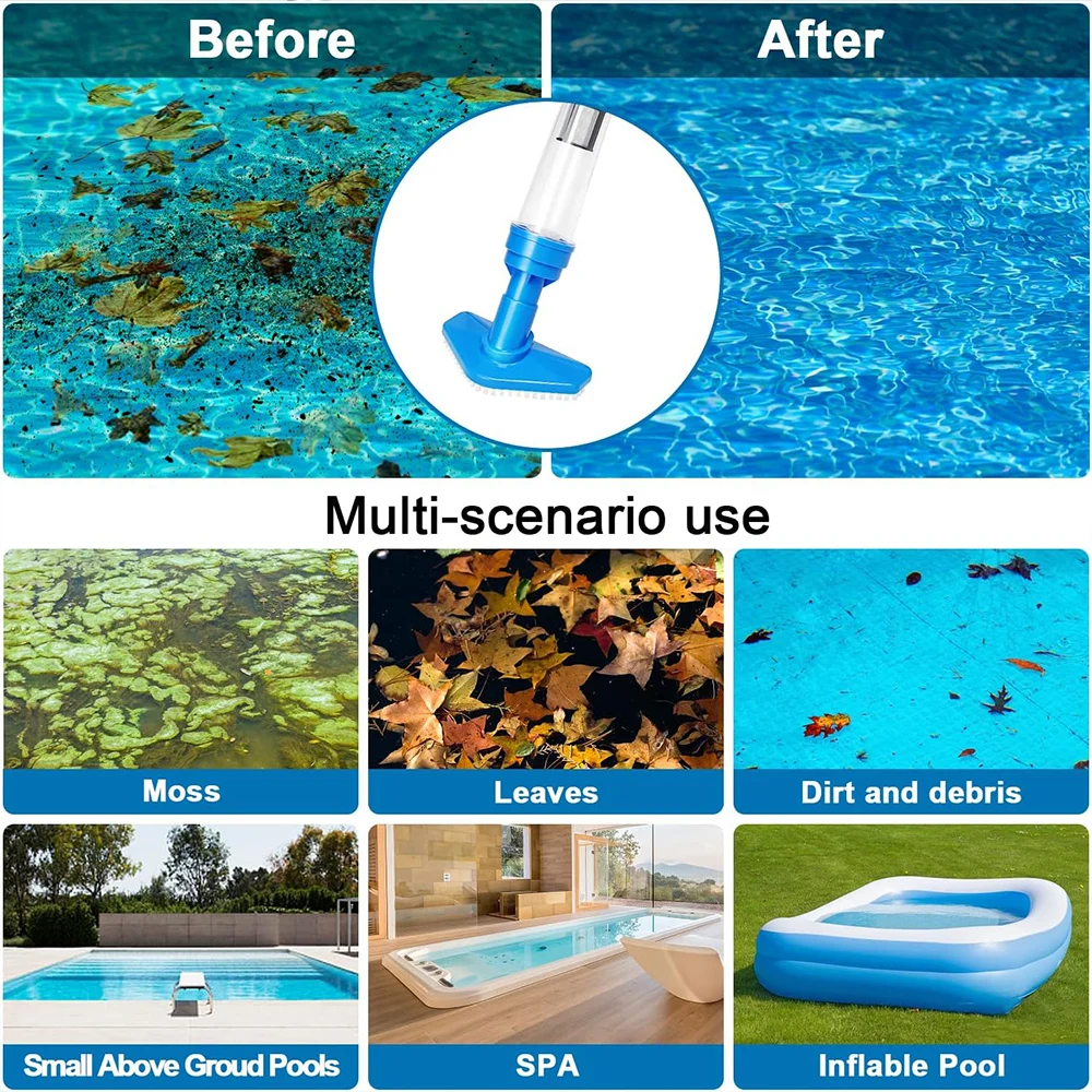 Rechargeable Pool Vacuum Cleaner Handheld Pool Cleaner Pool Skimmer Filter Replaceable Nozzle for Spas Hot Tub Small Pools