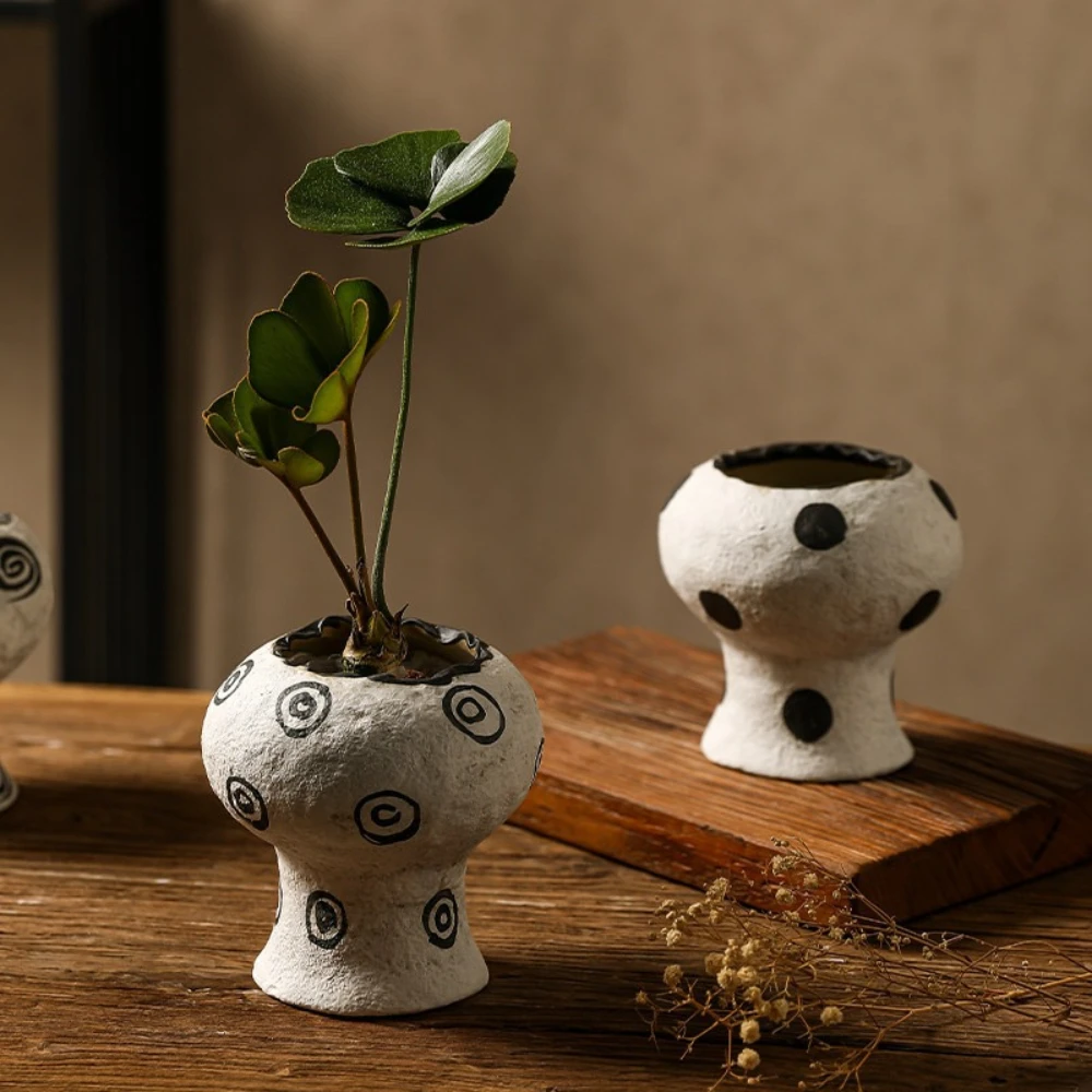 Ceramic Vase for Home Decoration Retro Rough Pottery Flower Ware Zen Pottery Pot Non-porous Hydroponic Moss Flowerpot