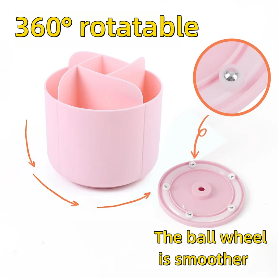 360°Rotatable Pen Holder Large Capacity Desk Pencil Storage Box 9-Grid Stationery Organizer School Office Pen Stand