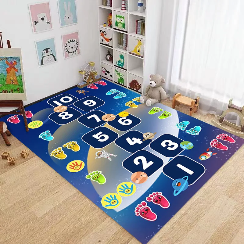Hopscotch Child Digital Games Boy Girls Carpet Rug for Home Living Room Bedroom Sofa Doormat Decor,Non-slip Floor Mat