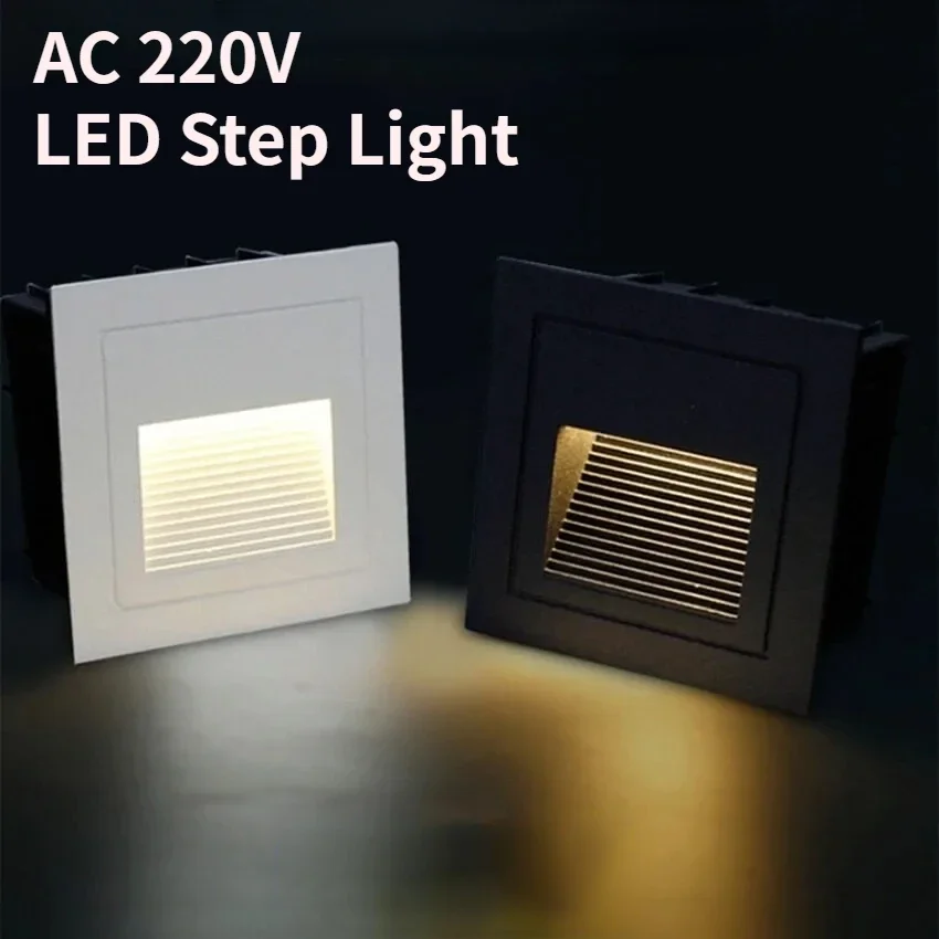 3W LED Step Light Waterproof Stair Corridor lights AC 220V Recessed Buried Wall Lamp staircase Garden Balcony indoor Wall Lighs