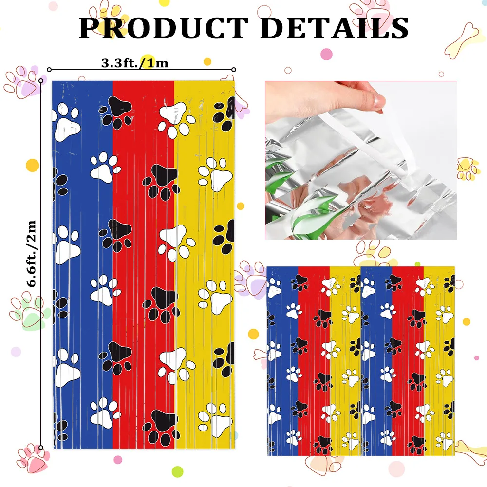 2er-Pack Paw-Geburtstagsparty-Zubehör, Lametta-Folien-Fransenvorhänge, Fotokabinen-Requisiten, Hintergrund, Haus-Eingangsbereich- und Raumdekoration für Kinder – Detail 6