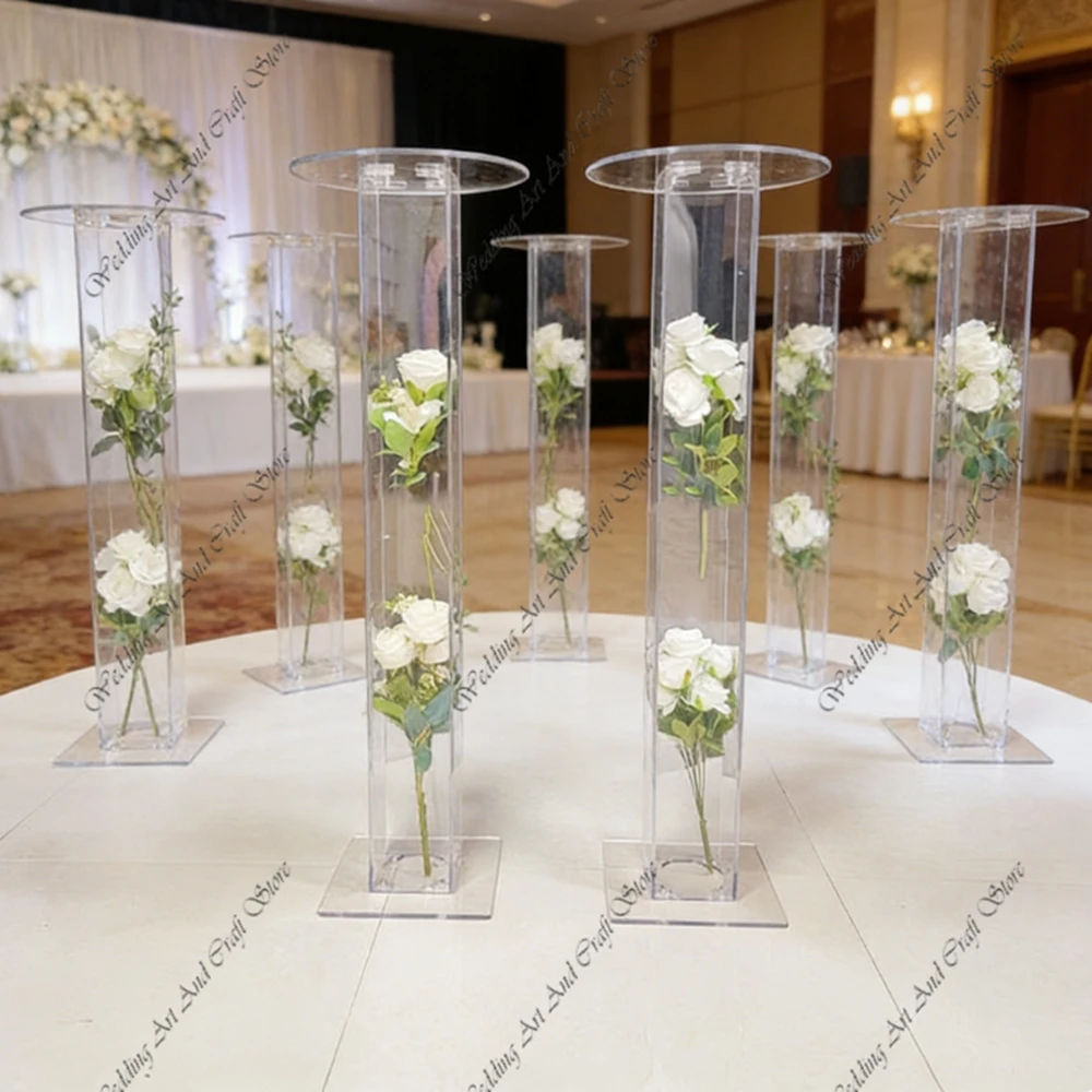

10 шт. 20-100 см квадратных акриловых колонн из хрусталя для свадебного декора, украшения десертного стола и указателей проходов