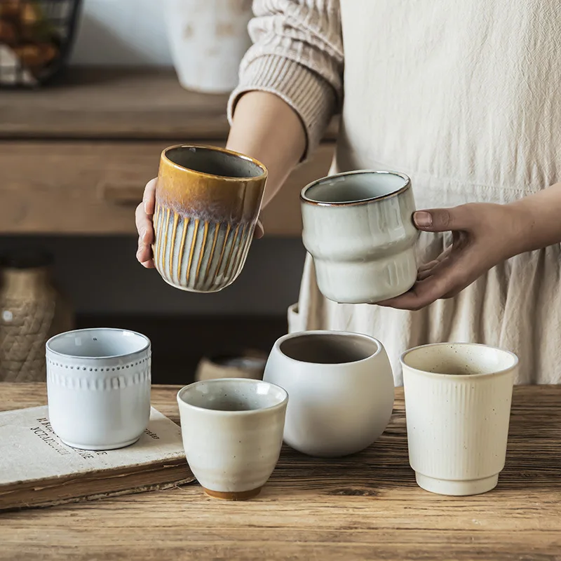Personalized Retro Ceramic Handleless Cup, Japanese Style Wine Casual Tea Household Drinking Coffee Cup