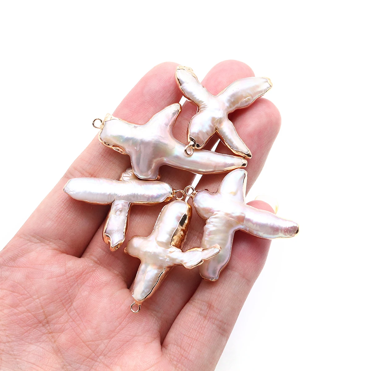 1pc Cross Shape Pearl Pendant 100% Natural Freshwater Pearls Charms for Jewelry Making Supplies DIY Necklace Earrings Accessory