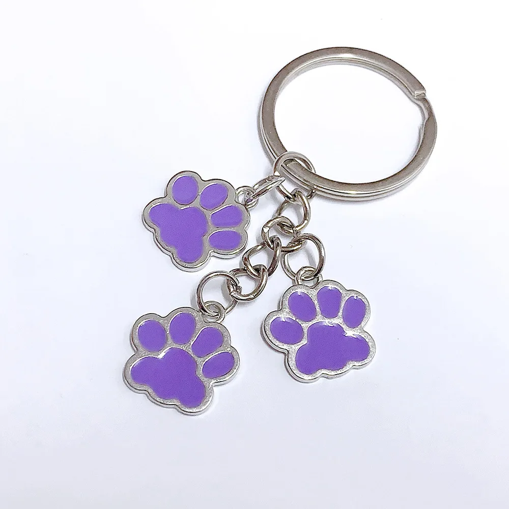 Cute Keychain Cat Dog Paw Key Ring Footprints Enamel Key Chains For Women Men Handbag Accessorie DIY Handmade Jewelry Gifts