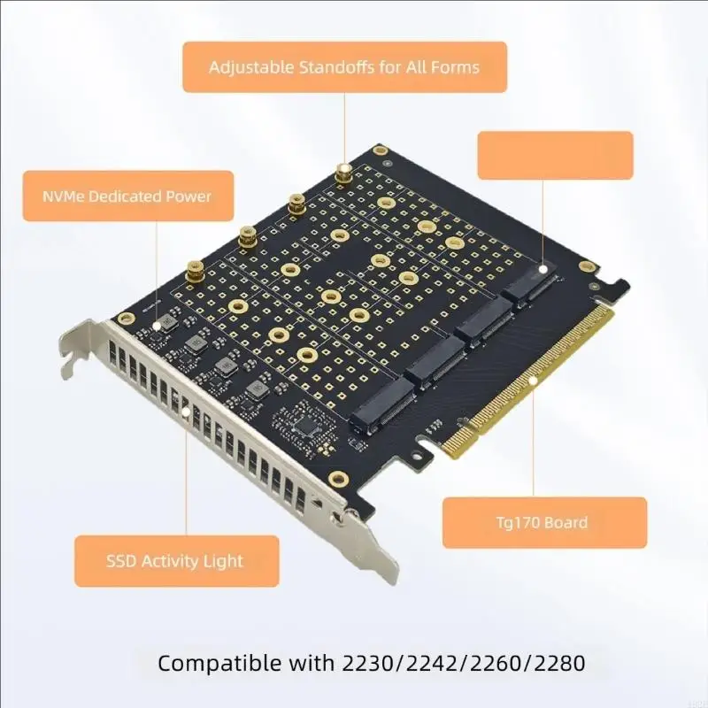 462E PCIe X16 To 4 Storage Expansion Card With Metal Heat Sink For Fast Data Transfer