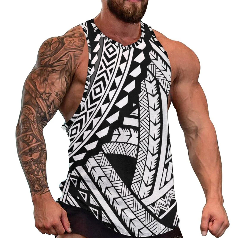 

Men'S Fashion Vest Hawaiian Beach Casual Sleeveless Top 3D Printed Polynesian Tribe Large Size Fitness Vest Y2k Clothes Mans
