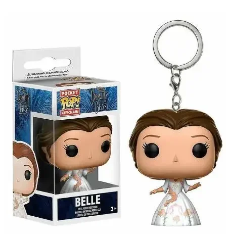 FUNKO Pop Keychain Princess Frozen Anna Doll Belle Ariel Rapunzel Cinderella Jasmine Maui PVC Figure Collection Model Toys Chain