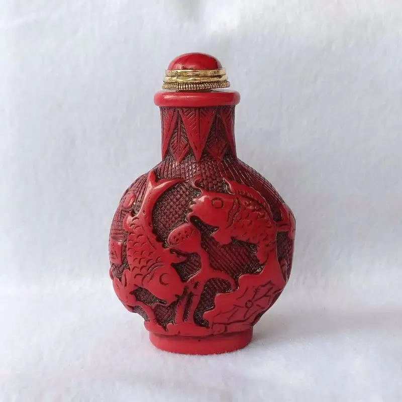 Imitation Turquoise Snuff Bottle, Double-Sided Smoking Accessory, Antique-Style Small Decorative Piece
