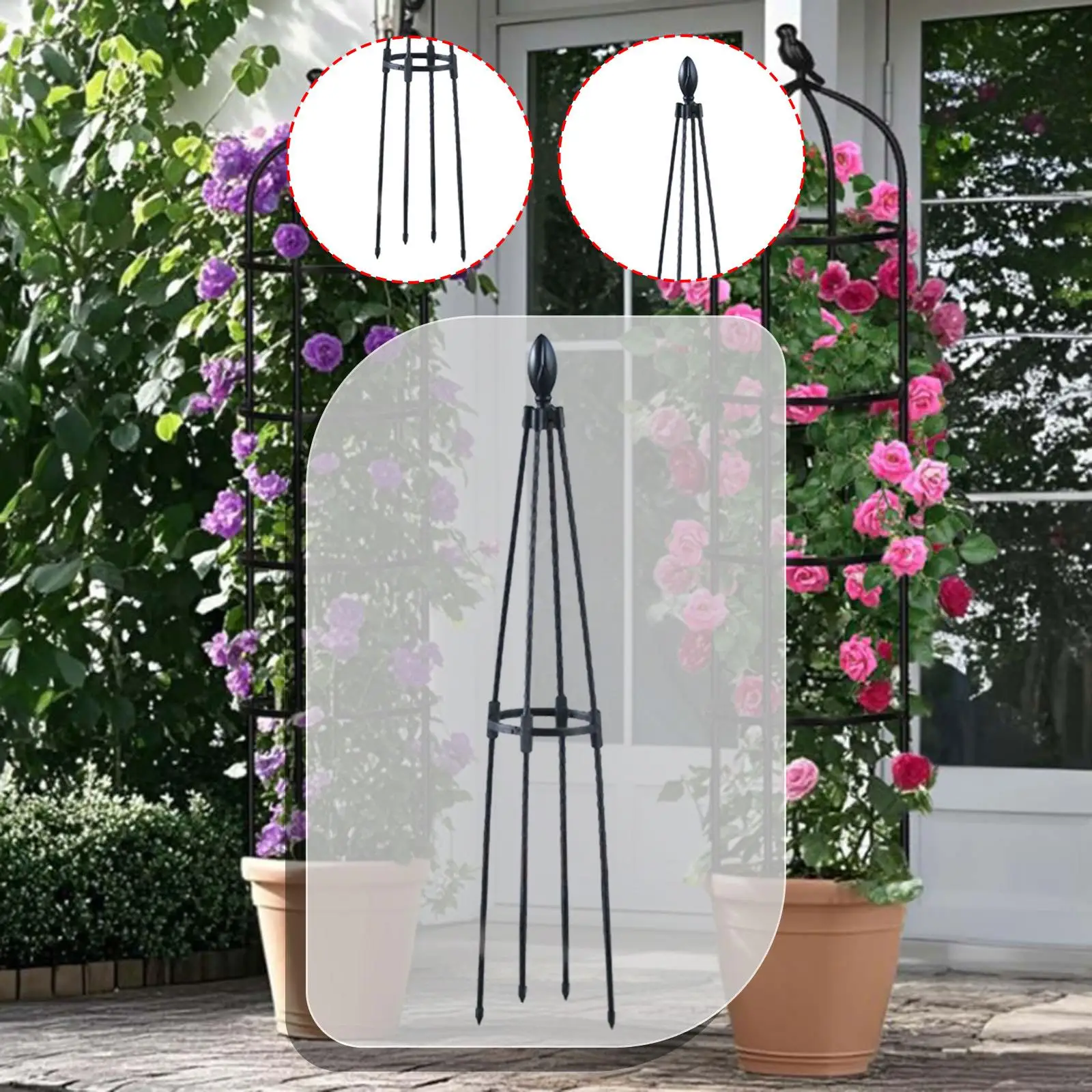 Plant Climbing Support Obelisk Trellis Heavy Duty Wear Resistant Garden Structure for Potted Plants Tomatoes Cucumbers