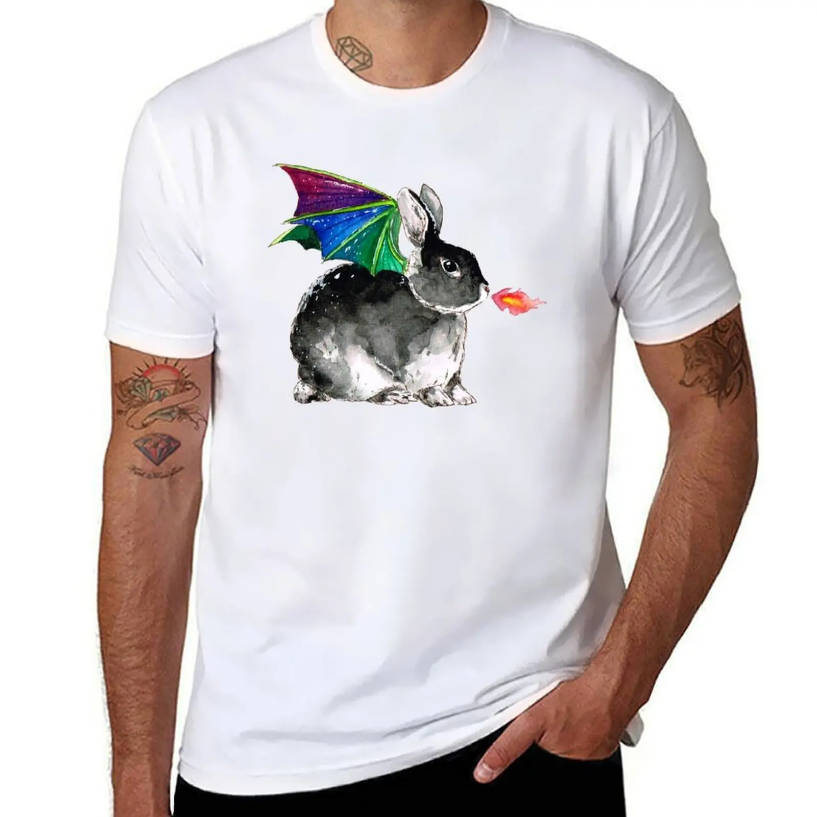 

Dragon Bunny Rabbit T-Shirt man t shirts high quality luxury brand funny t shirts cotton T-Shirt