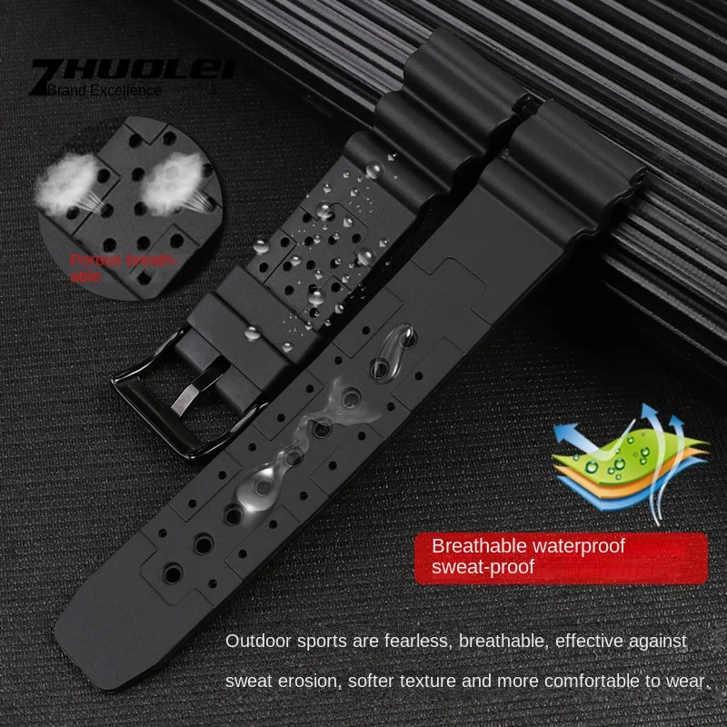 For Casio Swordfish Rubber Strap MDV-106/ MDV-107 MTP1374/MTP1375 EFR-303L Seiko men breathable silicone black strap 20mm 22mm