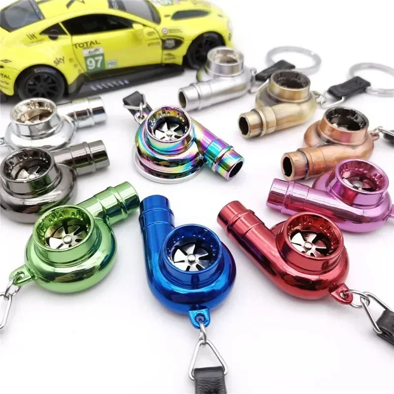 Turbo Keychain With Real Sound Zinc Alloy Turbo Keychain With Sound Sleeve Bearing Spinning Keychain for Auto Accessories B008