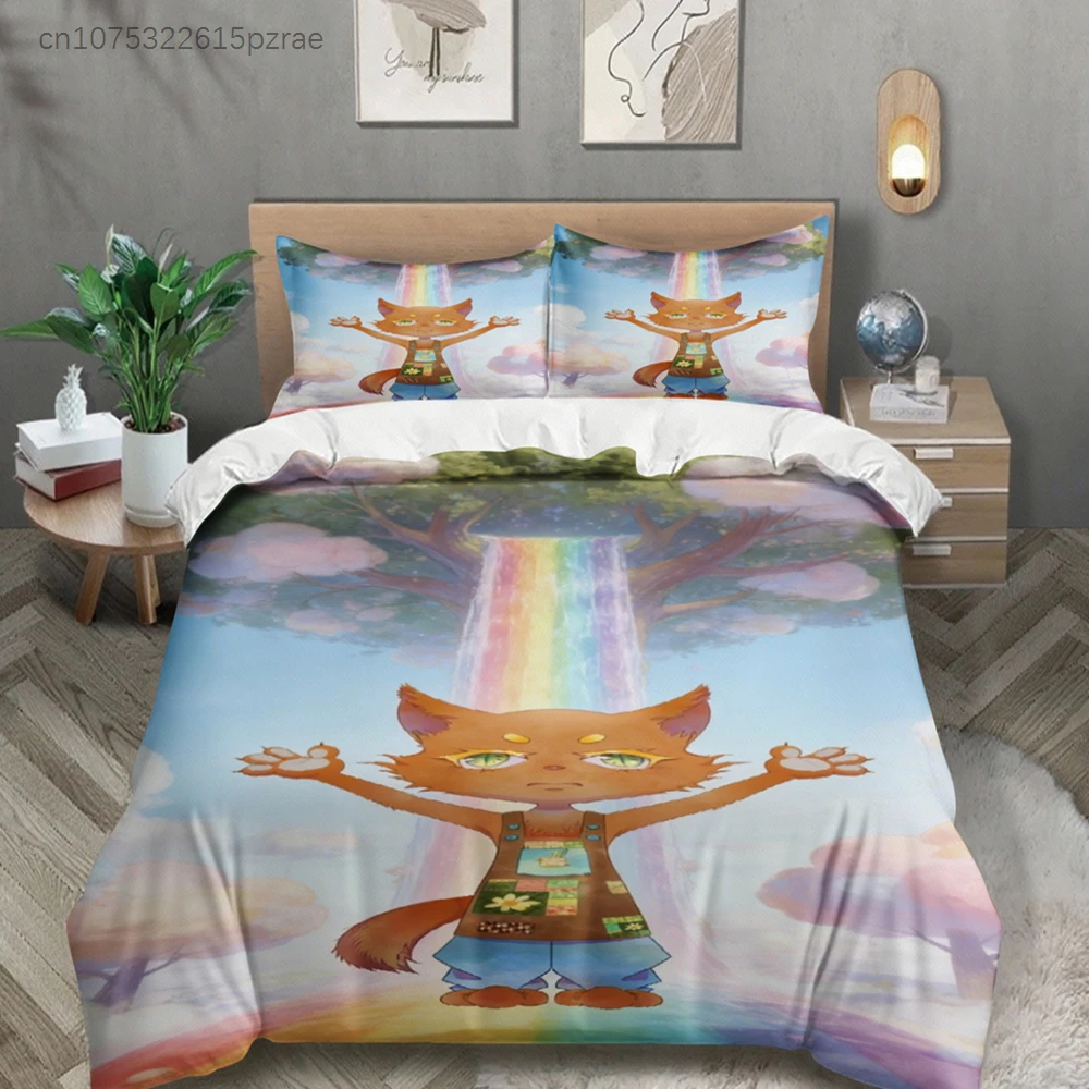 Colorful Bedding Set Softville Cozy Town Cute Fern The Quilt Fox With Duvet Cover & Pillowcase For Children's Bedroom Decor
