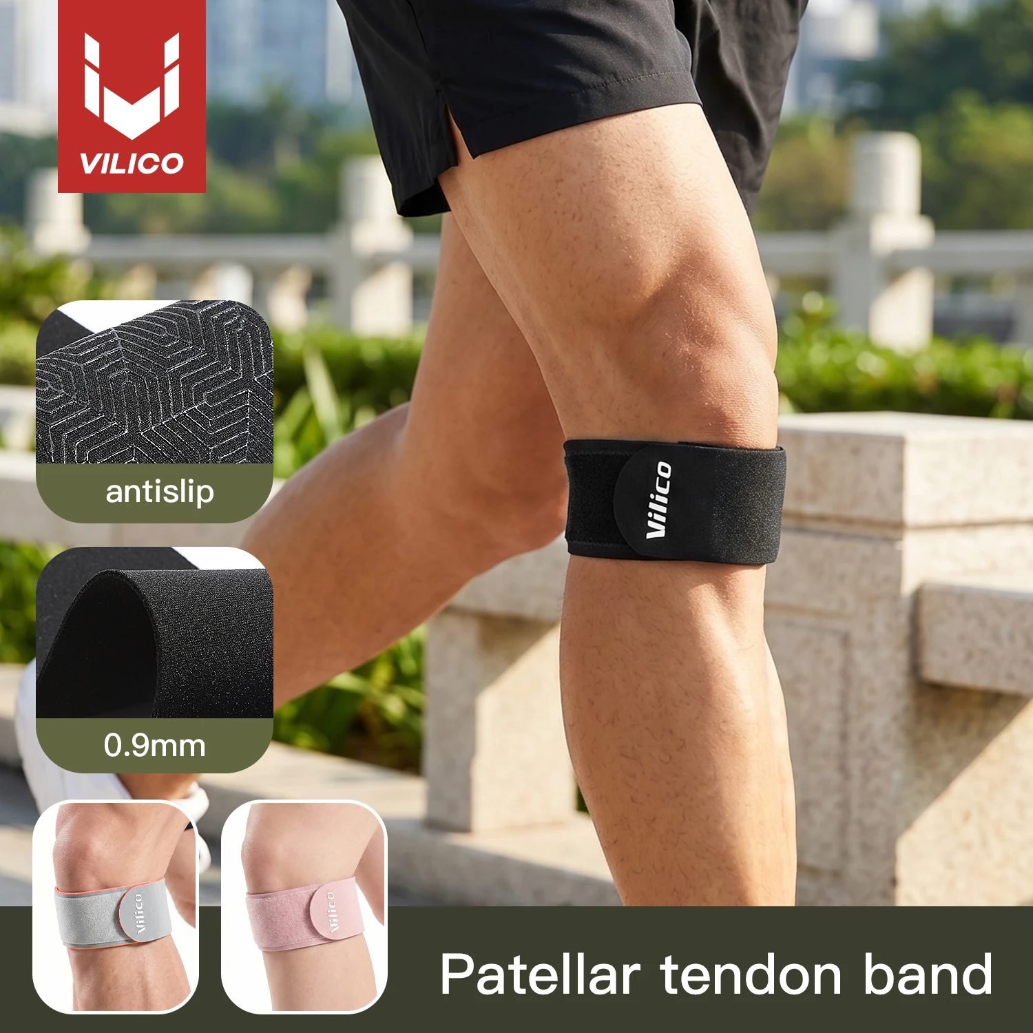 1 piece VILICO Thin Adjustable Knee Wrap Strap, Non-slip Light Leg Band for Men Women, for Running, Jogging, Cycling Daily Sport