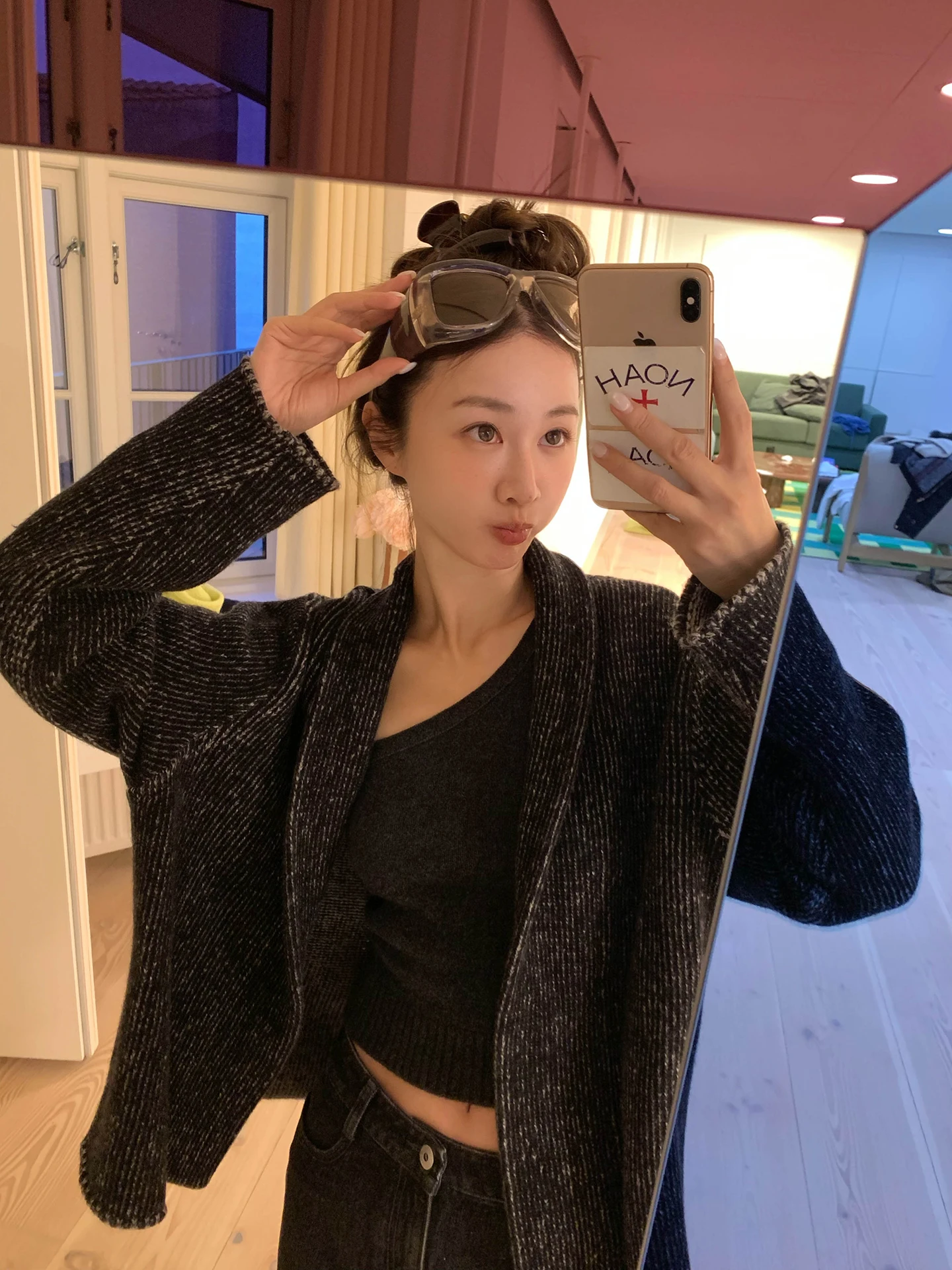 

Vcruan Black Sesame Flower Sweater Casual Versatile Spring 2026 New Arrival Long Sleeve Open Cardigan Loose Fit Women's ...