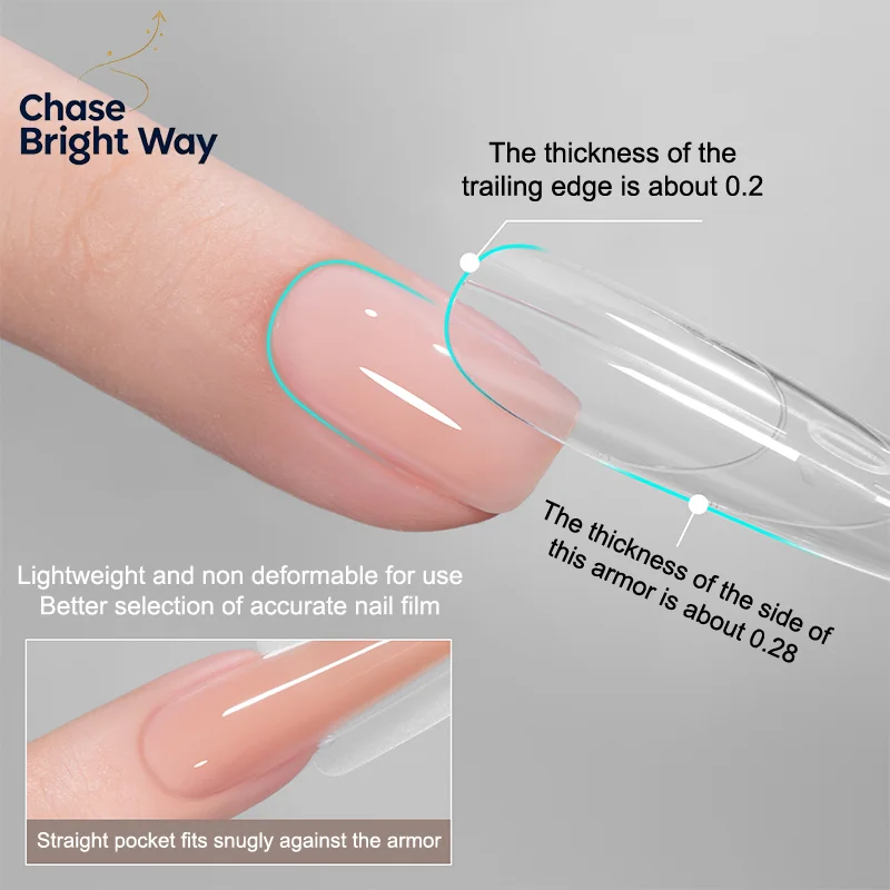 Nail Extension Form - แม่พิมพ์ต่อเล็บแบบคู่ 60 ชิ้น 15 ขนาด รูปทรงตัวทีและวงรี