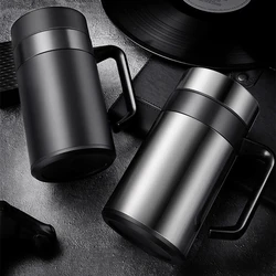 400ML Black Thermos Bottle With Handle For Men Stainless Steel Thermal Water Cup For Water Tea Coffee Mug For Office Man Gift