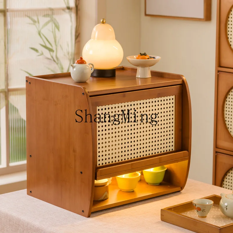 

FG solid wood desktop storage cabinet kitchen rack table storage cabinet tea set finishing cabinet