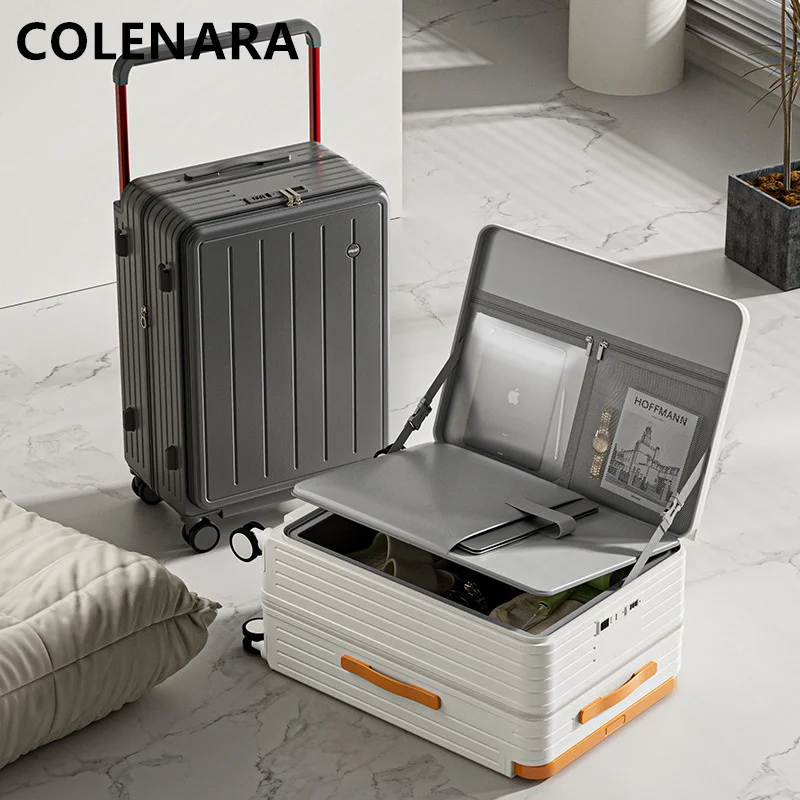 COLENARALaptop Suitcase Front Opening Boarding Box USB Charging Trolley Case 20"24"26 Inch ABS + PC High Capacity Luggage - Image 3