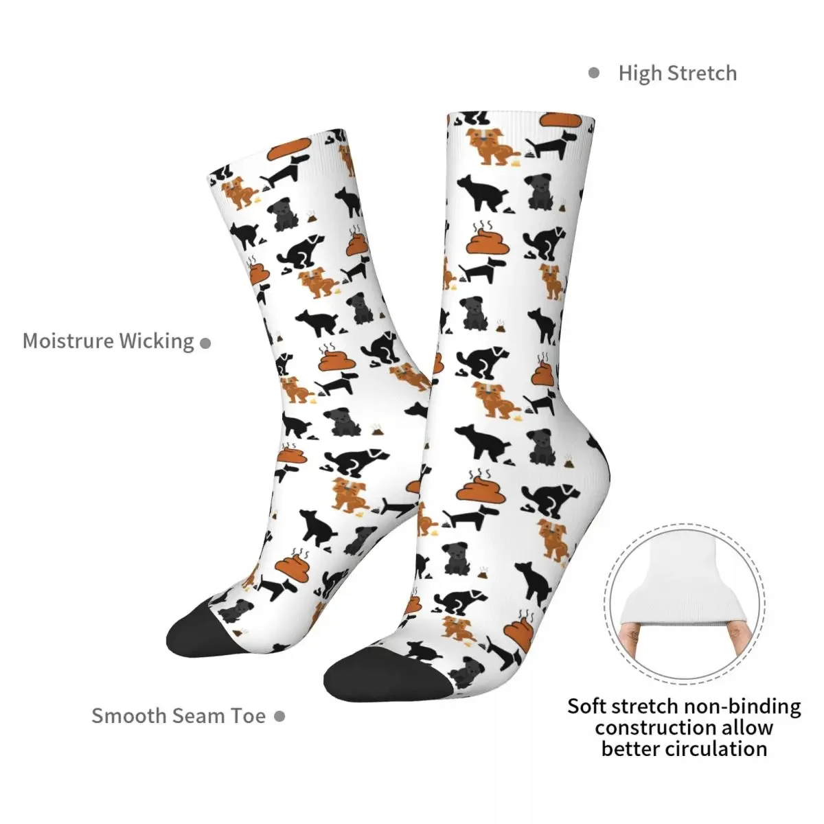 Funny Pooping Dogs Over People Multi Pack Socks Sweat Absorbing Stockings All Season Long Socks for Unisex Birthday Present