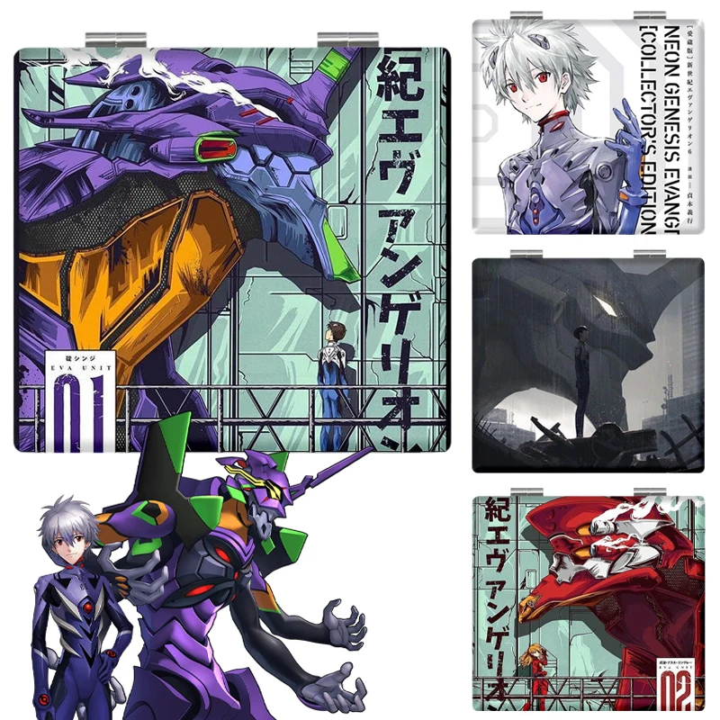 

EVANGELION Cosmetic Mirror Double Sided Folding Makeup Mirrors Anime Mini Portable Mirror Travel Women Beauty Handheld Mirror