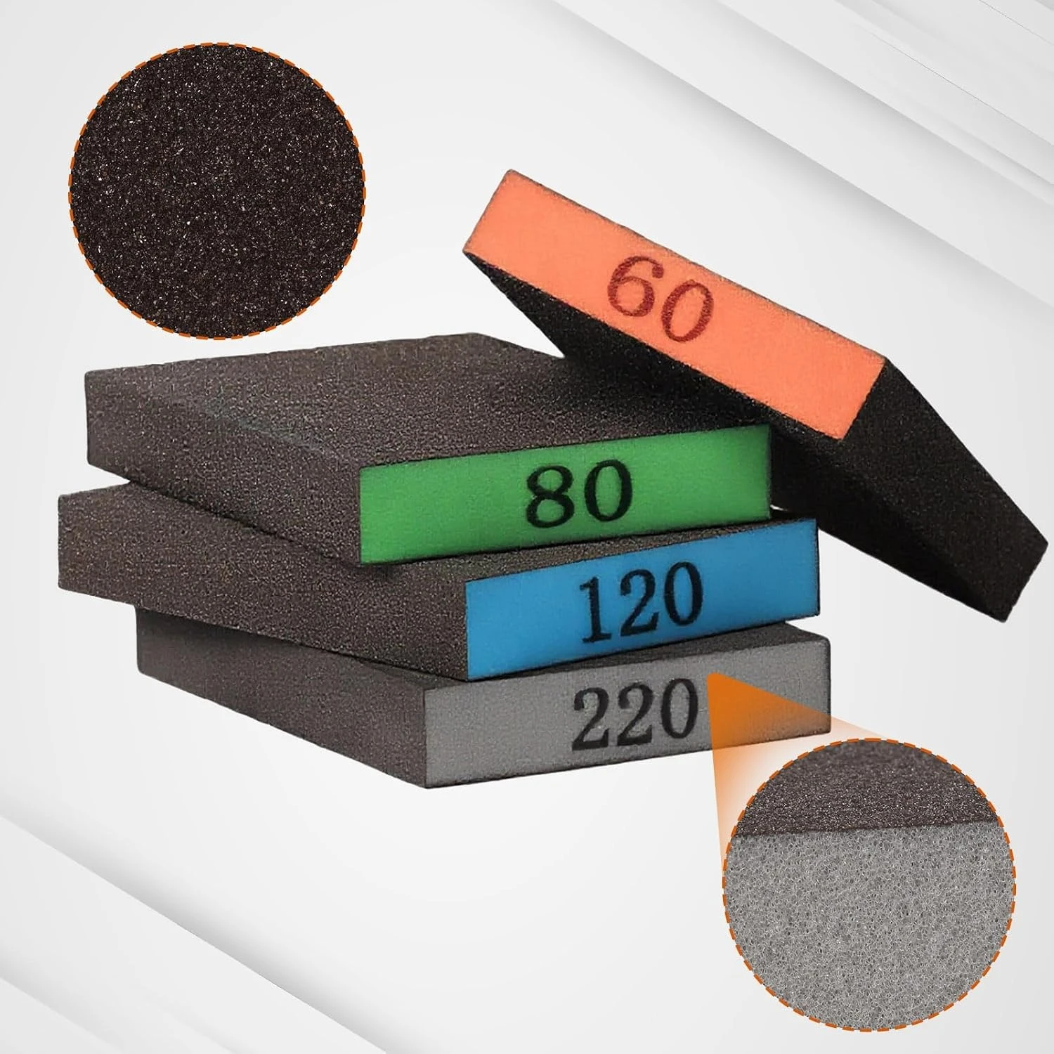 8-Pack Sanding Sponge, Washable & Reusable Sanding Blocks for Drywall, Wood, Furniture — Premium Sandpaper Block Assortment