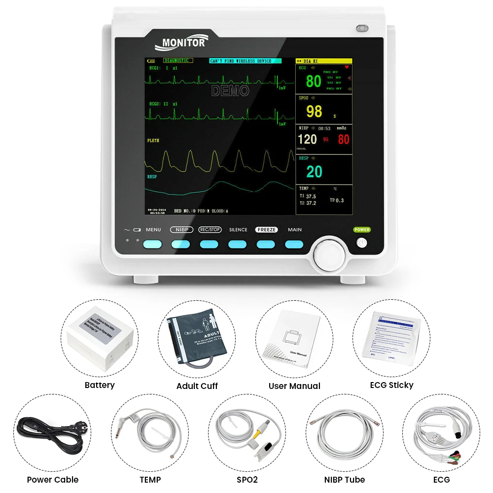 CONTEC CMS6000 moniteur patient portable ICU 8 ''TFT couleur LCD 8 canaux signes vitaux moniteur ECG