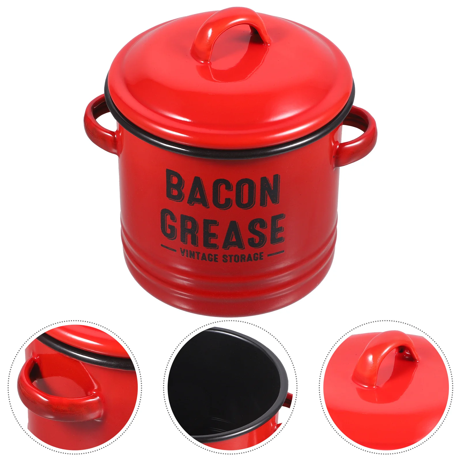 

Контейнер для смазки с салатом для дома, контейнер для жира с беконом, эмалированная сковорода, суповая стойка, газовая плита, посуда для тушения с ручкой, винтажная кулинария