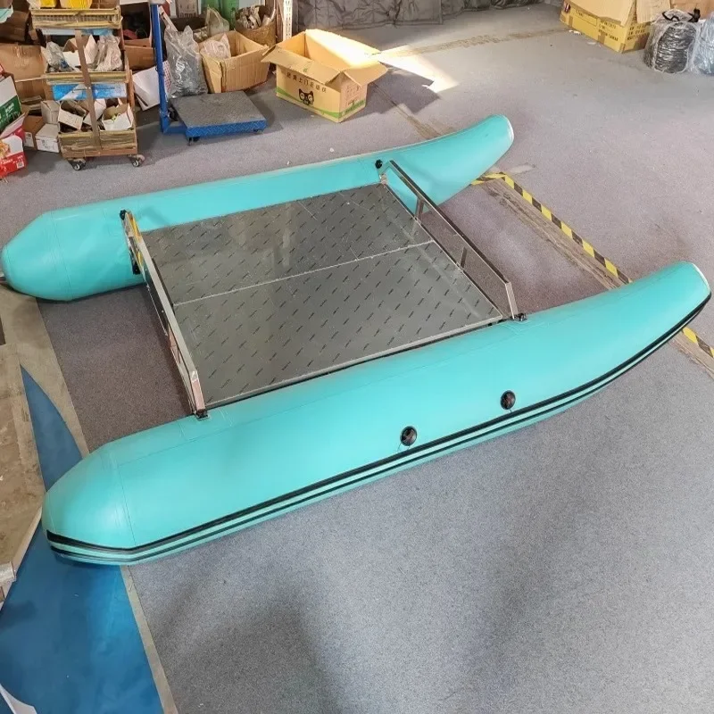 Upgraded  fishing double pontoon fishing boat inflatable pontoon fishing platform kayak rubber boat