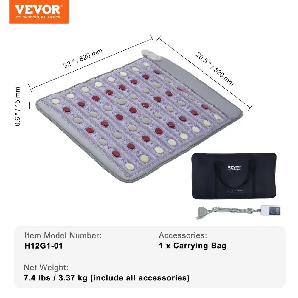 Almofada de aquecimento infravermelho distante com pedras de jade e turmalina até 159F