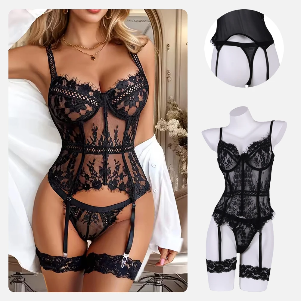 

Горячее нижнее белье, сексуальное кружевное боди с мягким стальным кольцом, улучшенный комплект интимного нижнего белья большого размера для частных случаев