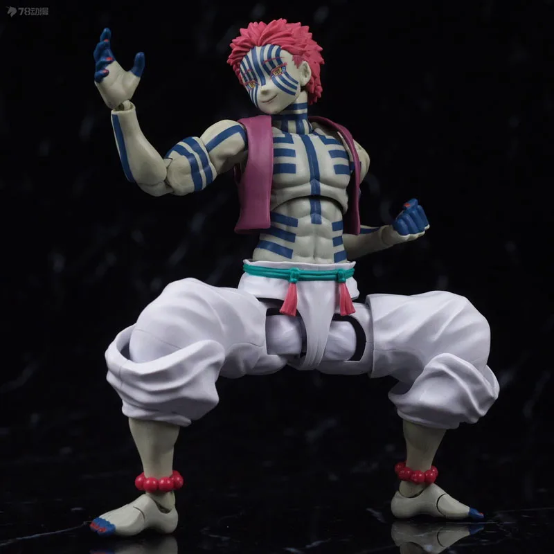 

Bandai Original SHF Anime Figure Demon Slayer: Kimetsu no Yaiba AKAZA Action Figure Toys Christmas Gift
