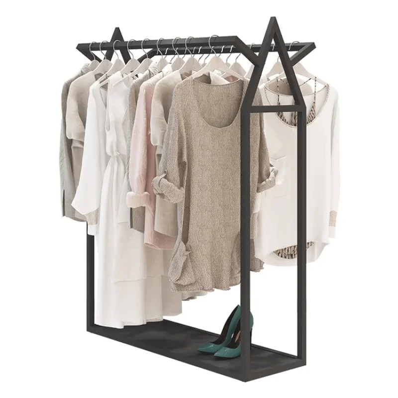 Custom Professional Metal Gold Clothing Dress Display Rack High-end Wall Golden Clothing Display Stand