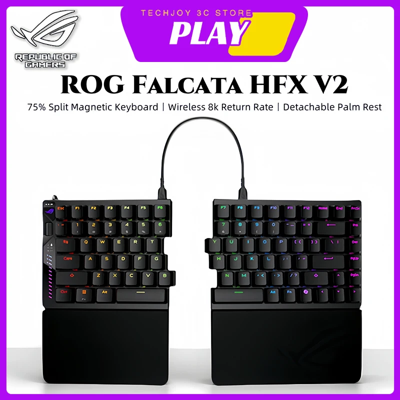 ROG Falcata HFX V2 Split Wireless Magnetic Keyboard 3-Mode 8KHz Multifunctional Ergonomic RGB Hot Swap 75% Keyboard PC Accessory