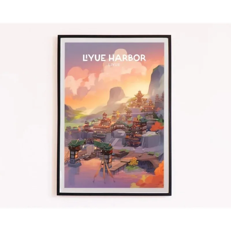 شعبية Genshin تأثير لعبة خريطة المشهد الملصقات الطباعة قماش اللوحة الزخرفية غرفة المعيشة غرفة نوم جدار ديكور فني للمنزل #4