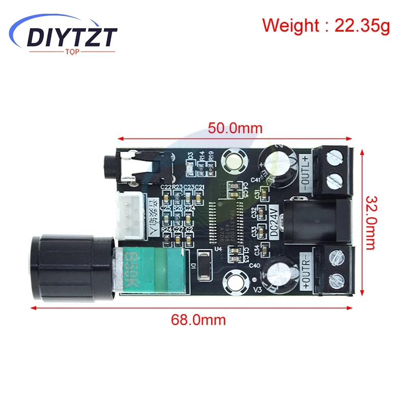DIYTZT 1PCS XH-A240 DC8-26V TPA3110D2 Audio Amplifier Board Module 30W+30W Universal HD Small Digital Amplifier Board