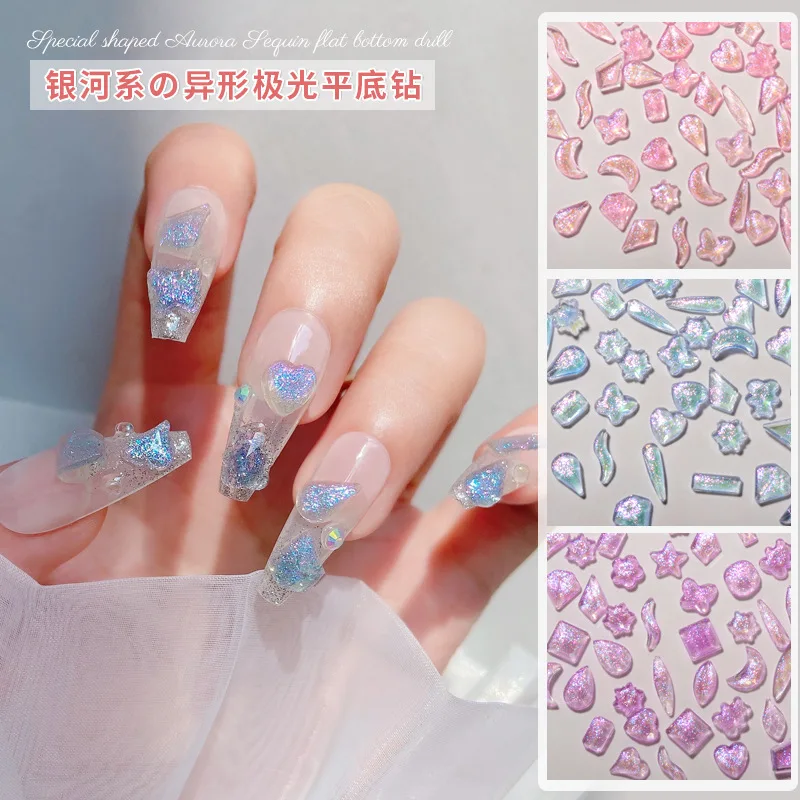 

100PCS/Pack Mixed Shape Flat Back Resin 3D Glitter Nail Art Rhinestone Charms Accessories Parts Manicure Decor Supplies Materail