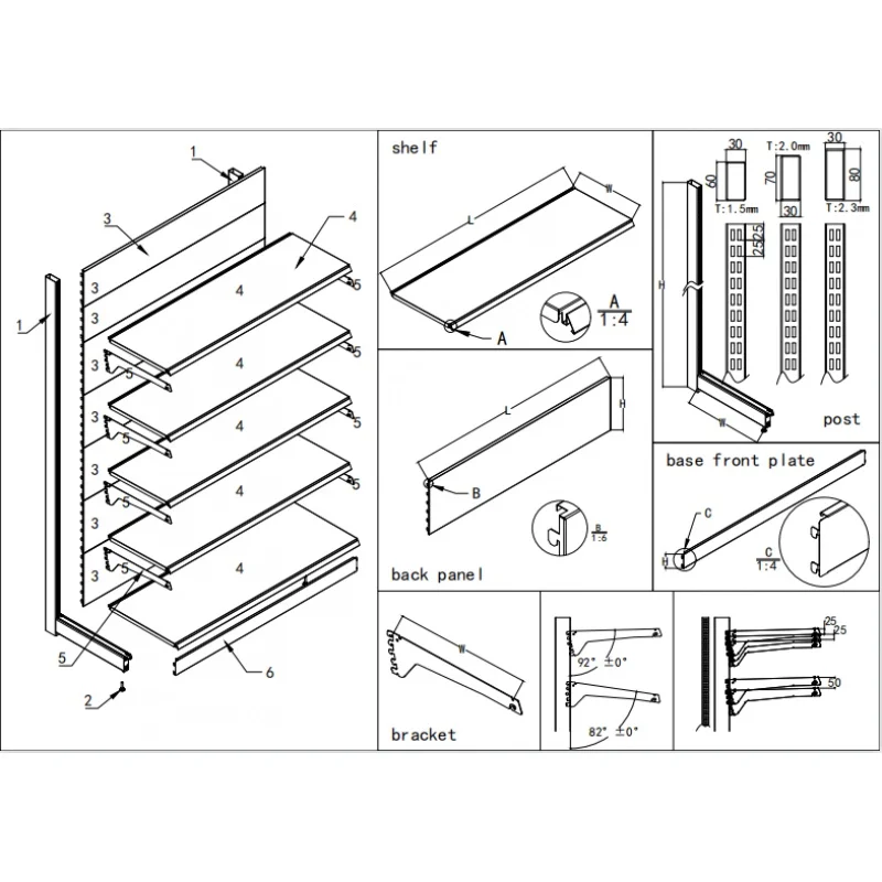 [Personalizado] estantes de supermercado soporte de estante ajustable de metal soporte de estante fuerte