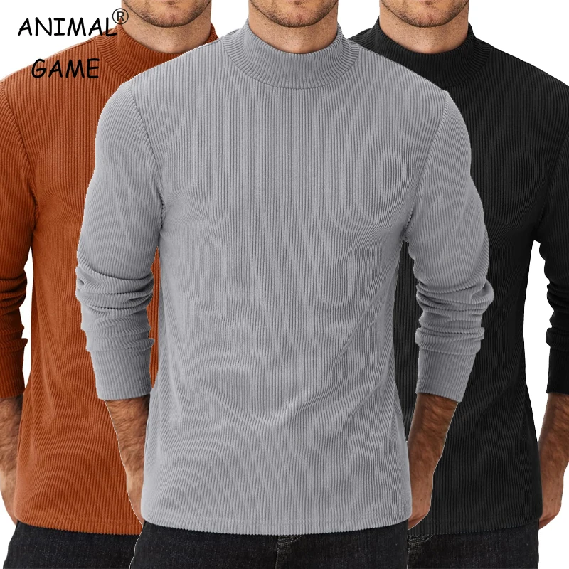 

New Men's Mock Turtleneck Sweaters Long Sleeve High Neck Pullover Winter Warm Casual Thermal Half Neck Knitted Pullover Sweaters