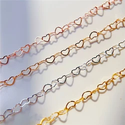 2meters Golden Color Copper Necklace Chains Dia 5mm Metal Link Heart Chains Bulk Lot for Diy Bracelet Jewelry Making Accessories