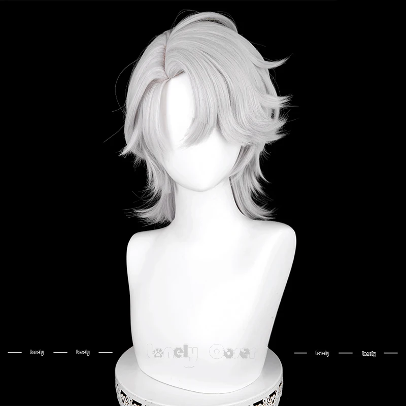 Identity V Patient Cosplay Wig Tracing Light Emil Silver Gray Short Hair Heat Resistant Wigs For Men Women Girls Party Halloween