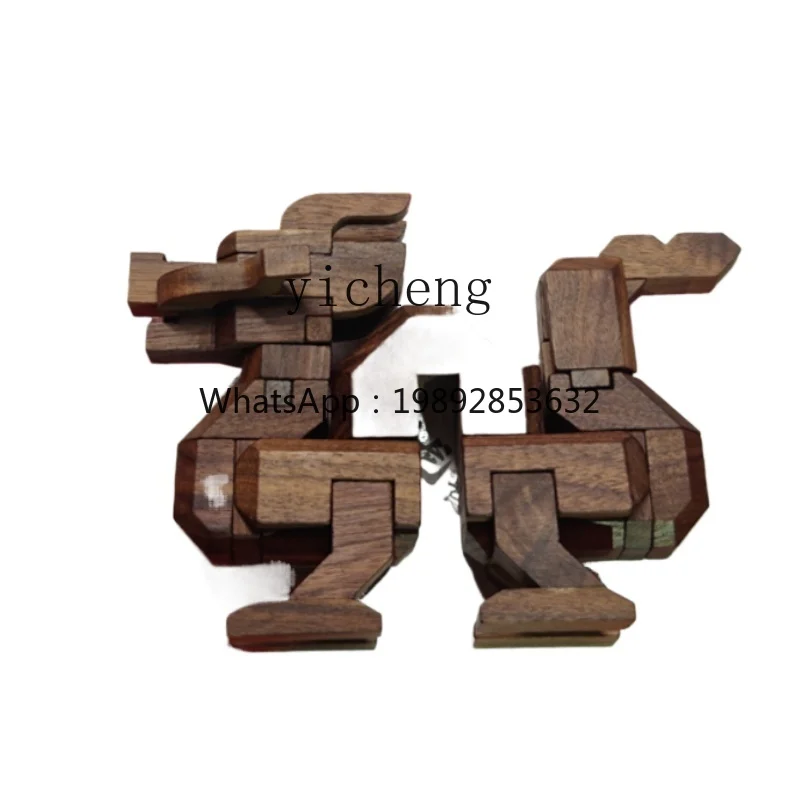 ZZ Dragon Year Special Edition Burr Puzzle Massief houten speelgoed Zodiac Dragon Woondecoratie Vakantiecadeau