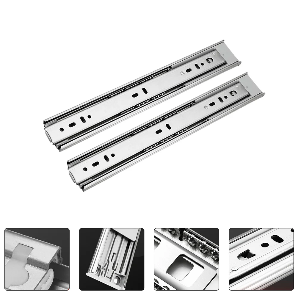 

1 Pair Press Mute Buffer Slide Rail Three-Section Cabinet Drawer Steel Ball Silent Track 45Kg Load Wear Resistant Easy Install