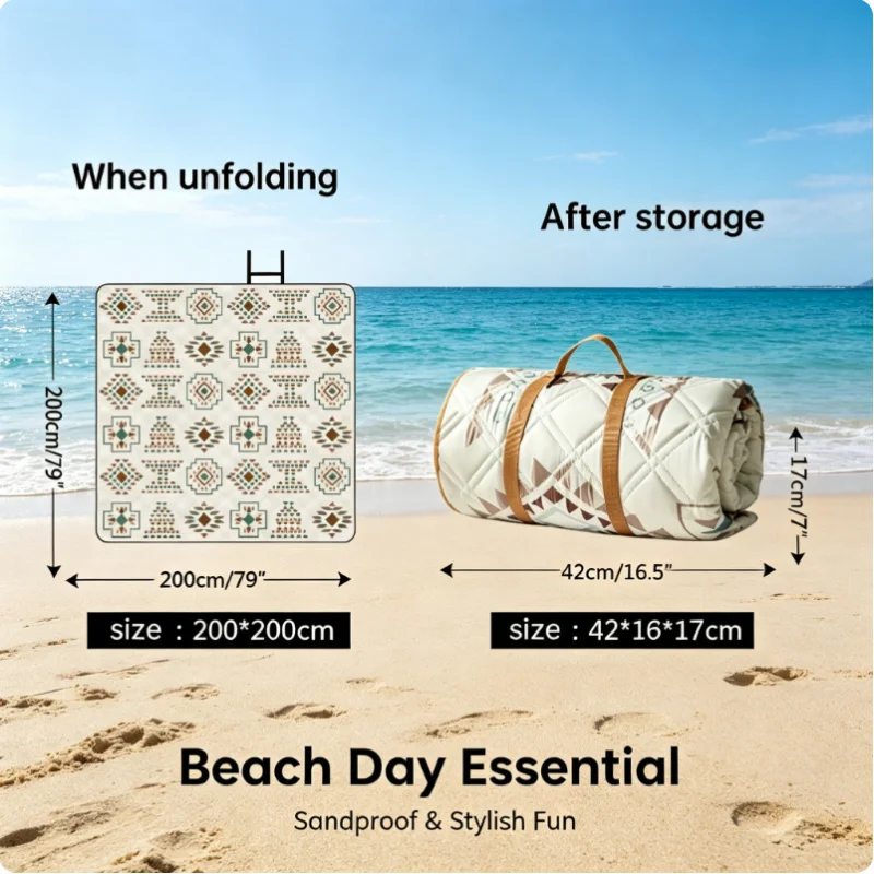 

2x2m Thickened Moisture Proof Picnic Blanket Machine Washable Portable Outdoor Camping Beach Lawn Cushion Mat